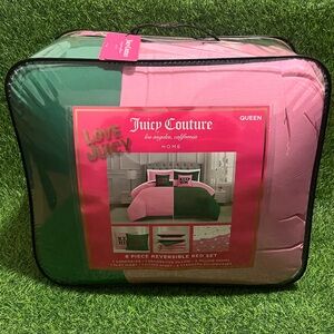 Juicy Couture Reversible "DUMP HIM/KEEP HIM" 8 piece QUEEN Comforter Bed Set